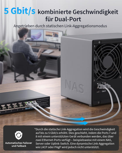 BrosTrend 2.5-Gigabit Netzwerk Switch 8 Port Unmanaged