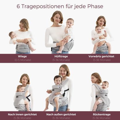 Momcozy Babytrage 2-in-1 Hüftkissen - Neugeborene & Kleinkinder, Grau