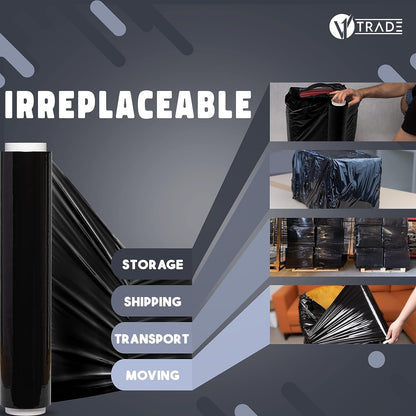 V1 Trade Stretchfolie schwarz 50 cm, Handstretchfolie für Umzug