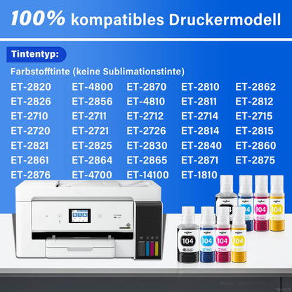 Spaceink Tinte 104 Multipack, 2 Sätze kompatibel für Epson Drucker