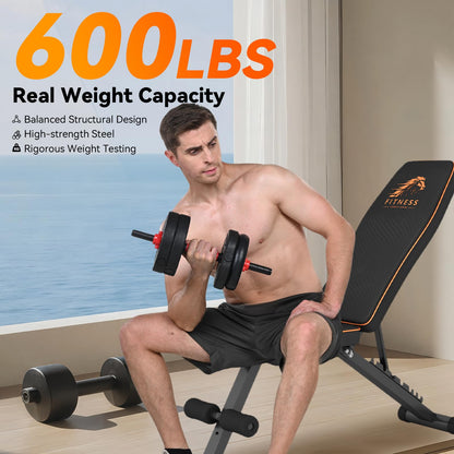 Botifly Hantelbank klappbar, 8-fach verstellbar, bis 300 kg belastbar