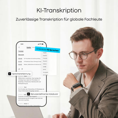 Plaud NotePin S Diktiergerät mit KI-Transkription, Grau