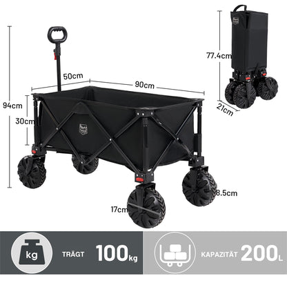 TIMBER RIDGE XXL Bollerwagen Faltbar – Breite Reifen, Bremsen 200L