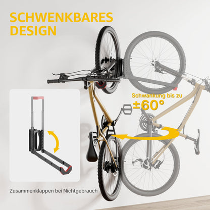 monTEK schwenkbare platzsparende Fahrrad Wandhalterung - 4 Stück