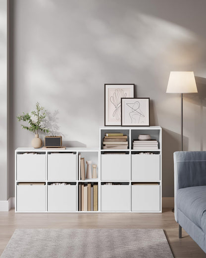 SONGMICS HOME Bücherregal LBC196W01 – Werkzeuglos, 4 Schubladen, Weiss