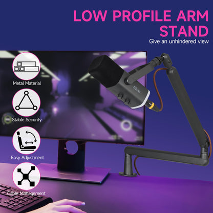FIFINE Mikrofon Arm flach einstellbar – Podcast Streaming Gaming