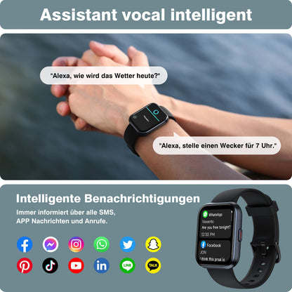 AEAC Smartwatch Fitnessuhr mit Telefonfunktion, 1.85" Display