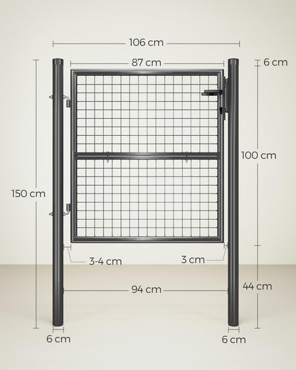 SONGMICS Gartentor Doppeltor aus Stahl, abschliessbar, 106 x 100 cm