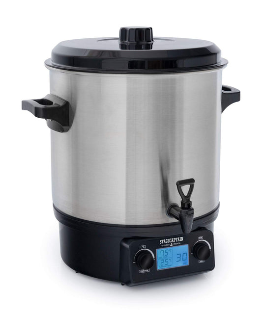 Stagecaptain GWK-27D Glühweinkocher, ein digitaler 27-Liter-Edelstahlkocher zum Erhitzen und Warmhalten von Glühwein.