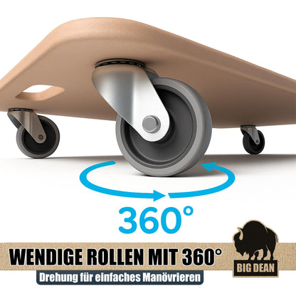 BigDean Möbelroller 3er Set Transportroller 250 kg Rollbrett MDF