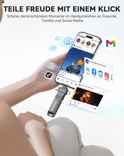 SUDEHO USB Stick 128 GB, 4-in-1 Speicherstick für iPhone, Schwarz