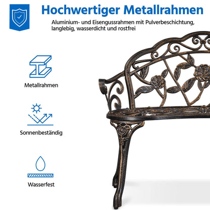 Yaheetech Gartenbank Bronze, wetterfeste 2-Sitzer Parkbank