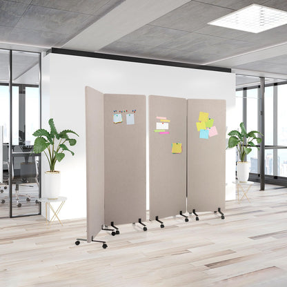 hjh OFFICE FLEXMIUT Akustik Trennwand – Mobile 2er Set Taupe