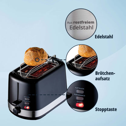 KHG Frühstücksset Wasserkocher & Toaster 2-teilig, schwarz