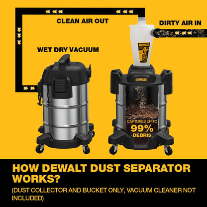 DEWALT DXVCS003 Zyklon-Staubabscheider - 10 Gal, Edelstahl