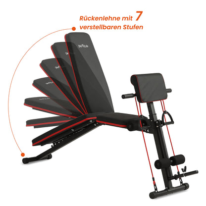 DH FitLife Hantelbank klappbar mit Curlbank & Beinstrecker