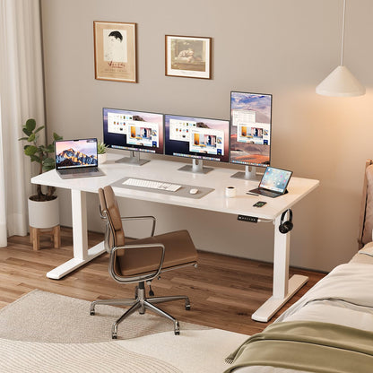 JUMMICO Höhenverstellbarer Schreibtisch Steh-Sitz - 110x60cm Weiss