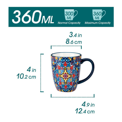 vancasso SIMI Kaffeetassen Set 6er, Porzellan Kaffeebecher 360 ml