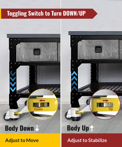 HOLKIE Schwerlastrollen absenkbar höhenverstellbar M12 - 4er Set