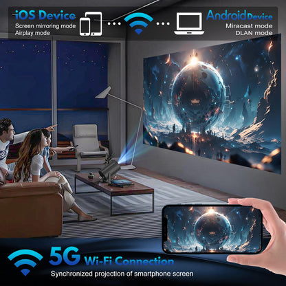 Mini Beamer Tragbarer Smart Projektor 180° - 1080P 4K Dual WiFi