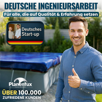 Planenfux Poolabdeckung rechteckig 400 x 200 cm, 2-in-1 PE-Plane