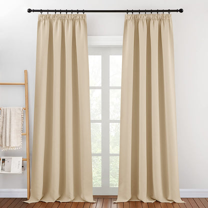 PONY DANCE Thermovorhang Kräuselband 2er Set Beige 245 x 140 cm