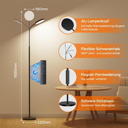 ANTENLICHT NOVA LED-Stehlampe dimmbar mit Fernbedienung, 18 W, schwarz