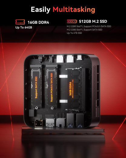 NiPoGi E3B Mini PC - AMD Ryzen 5 7430U, 16GB RAM, 512GB SSD