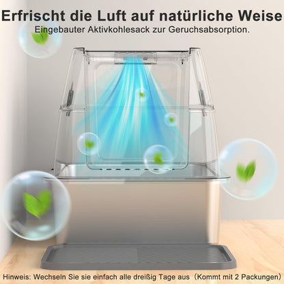 FURTIME XXL Katzenklo Edelstahl – geschlossen mit Deckel