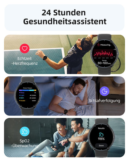 Parsonver Smartwatch PSSW9 mit GPS, 5 ATM, AMOLED, Schwarz, 42 mm