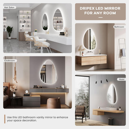 Dripex LED Badezimmerspiegel Dimmbar Asymmetrisch – 80x55 cm