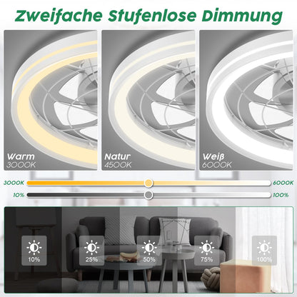 Airwit 48cm Deckenventilator mit Licht – Dimmbar, leise