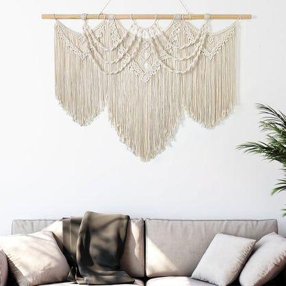 UXORSN Makramee Wandbehang Boho Wandteppich Baumwolle 110 x 82 cm