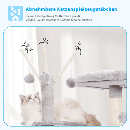 Hey-brother Kratzbaum MPJ019-SW, 135 cm, Hellgrau, mit Hängematte