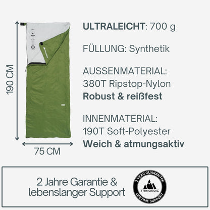 Trinordic Deckenschlafsack 700 g – ultraleichter Sommerschlafsack