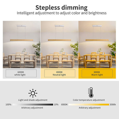 Pinrutar Holz LED Pendelleuchte - dimmbar Esstisch L100CM 36W