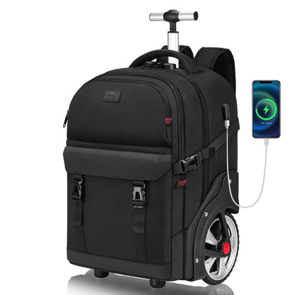 MATEIN Trolley Rucksack 17.3 Zoll mit Rollen – Schwarz für Reise & Arbeit