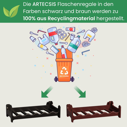 ARTECSIS Flaschenregal Stapelbar Kunststoff - 60 Flaschen Schwarz
