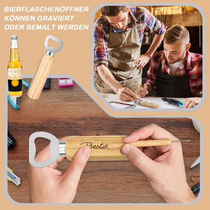 qhklew Flaschenöffner Holz, Kronkorkenöffner mit Holzgriff, 60 Stück