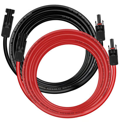 IJIAMY Solarkabel Verlängerung 6 mm² 10 m mit Solarstecker und Buchse, rotes und schwarzes Kabel