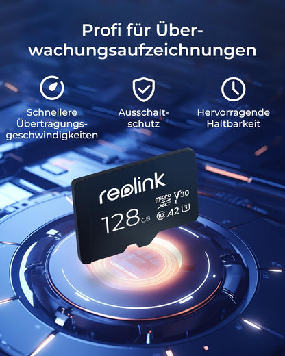 Reolink microSDXC Speicherkarte 128 GB, UHS-I U3, V30, A2, 100 MB/s