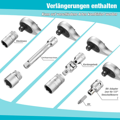 DURATECH Steckschlüsselsatz 108-tlg. - 1/2" & 1/4" Antrieb