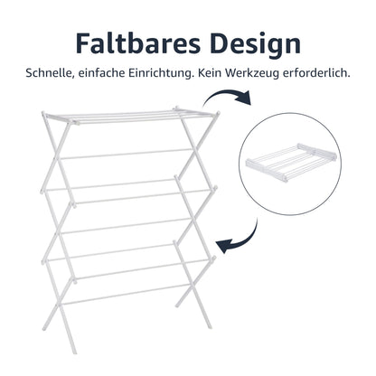 Amazon Basics Wäscheständer klappbar, Stahl, weiss