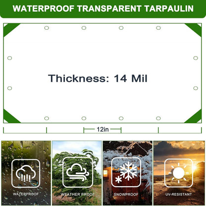 Transparente PVC Terrassenplane mit Ösen – Wetterfest 2x3m