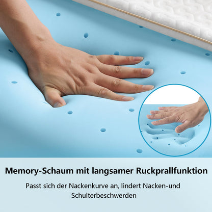 BedStory Gel Memory Foam Kopfkissen 60x40 cm, 10 cm, Seitenschläfer