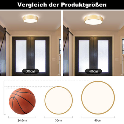 Vikaey moderne LED-Deckenleuchte Gold Metall Ø40cm – 4000K