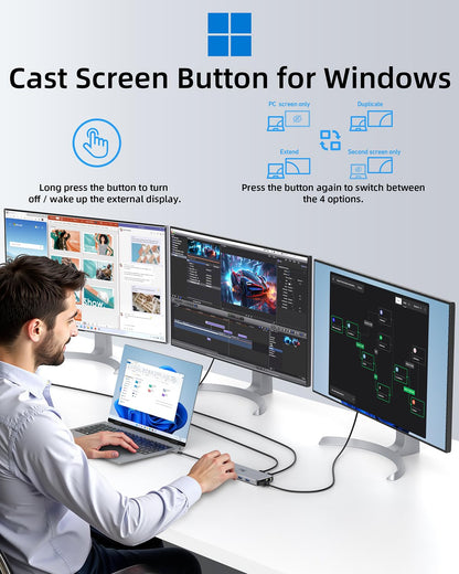 Universelle USB-C Dock Triple Display 13-in-1 4K
