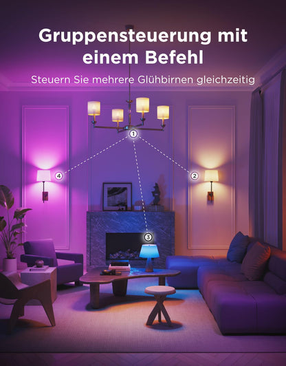 Govee H600C Smarte LED Glühbirne E14 RGBWW, dimmbar, 4er-Set