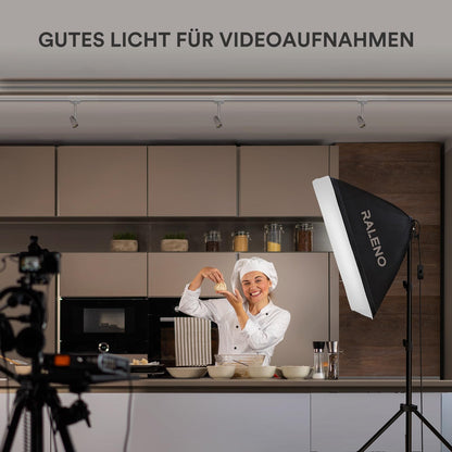 RALENO 2x 50W LED Softbox Fotostudio Set - 50x50 cm
