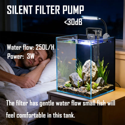 Craftsboys Nano Aquarium Set CB-FT-15, Glas, 5,5 L mit Filter und LED